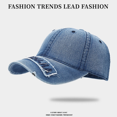 Cappello Da Baseball In Denim Lavato Design Strappato Ricamo Retro Streetwear Casual Cappello Da Sole Regolabile Unisex