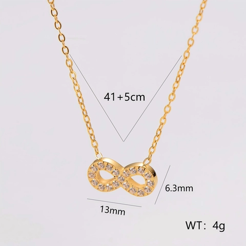 Collar Símbolo Infinito Acero Inoxidable 304 Circón Diamante Pequeño Cadena Clavícula Joyería Minimalista Tendencia Mujer