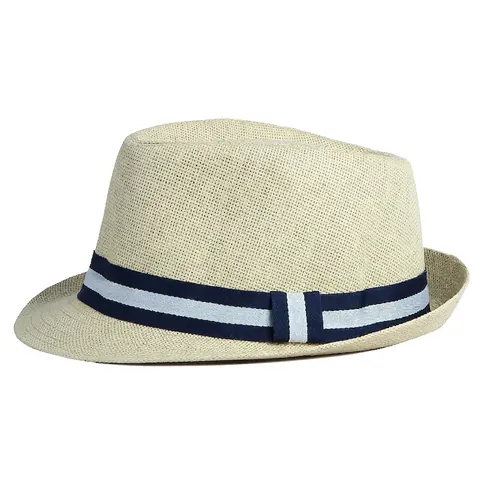 Cappello Fedora di Paglia di Carta Estivo Unisex Retro Cappello Jazz Traspirante Parasole Cappello da Spiaggia Con Nastro a Righe