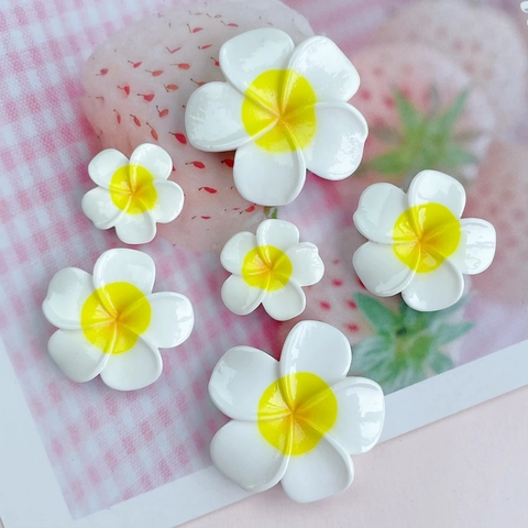Frangipani Bloem Hars DIY Sieraden Accessoires Plumeria Flatback Voor Haarclips Strand Stijl Decor Wit Geel Bloemen