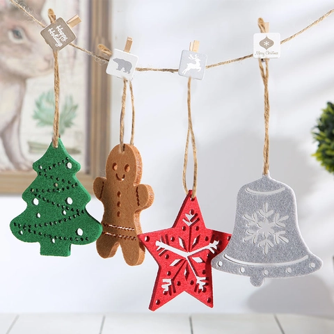 Decorazioni Natalizie In Feltro Ornamenti Appesi Omino Di Pan Di Zenzero Fiocco Di Neve Stella Campana Albero Per Albero Di Natale