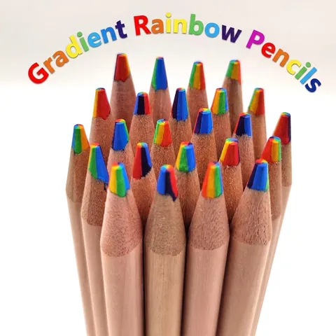 Lápices De Colores Arcoíris Madera Núcleo Degradado Multicolor Creativo DIY Dibujo Grafiti Papelería Para Niños Arte