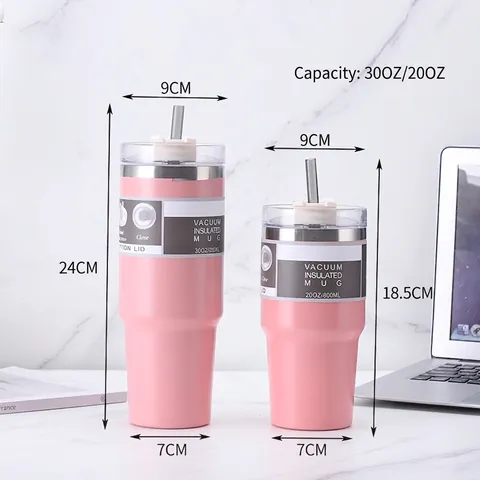 304 Stainless Steel Vacuum Insulated Coffee Tumbler With Straw Large Capacity Car Mug Double Wall Keeping Hot Cold Cup For Office Travel