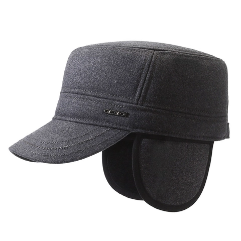 Berretto Cadet Da Uomo Cappello Piatto Inverno Caldo Lana Foderato In Pile Protezione Orecchie Antivento Regolabile Classico