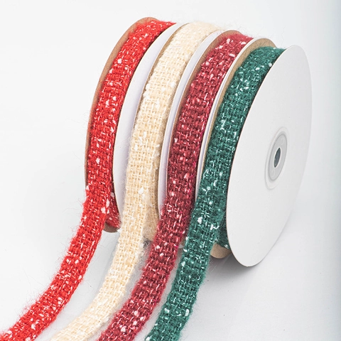Nastro Di Natale Finto Lino Intrecciato Con Punti Di Neve Per Confezioni Regalo Artigianato Fai Da Te Decorazione Festiva