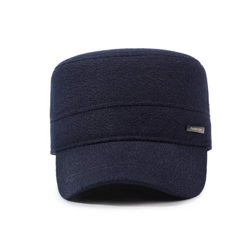 Gorra Cadet Hombre Invierno Cálida Forro Polar Plana Militar Con Orejeras Resistente Al Viento Ajustable Decoración Metal