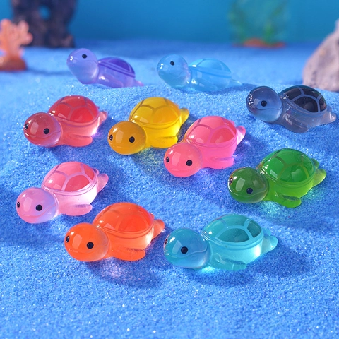 Mini Schildkröten Figuren Leuchtend Harz Bunt Kleine Tiere Für Aquarium Mikro Landschaft Garten Deko