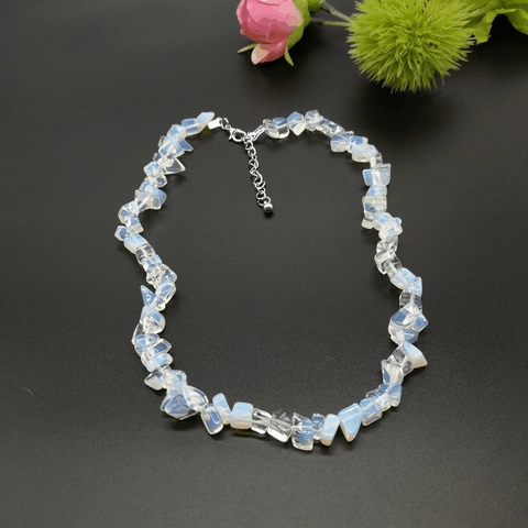 Natural Stone Crystal Chip Necklace And Bracelet Irregular Gemstone Handmade Boho Jewelry For Women Adjustable
