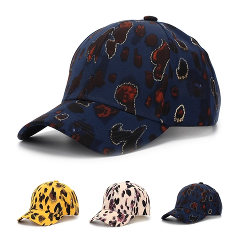 Leopard Print Baseball Cap Polyester Glitter Edge Adjustable Buckle Breathable Outdoor Sunshade Hat For Women Men Casual
