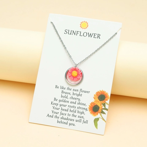 Collana Con Ciondolo Girasole Acciaio Inossidabile Resina Fiore Catena Clavicola Con Carta Messaggio Gioiello Regalo Per Donna
