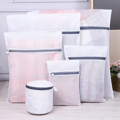 Polyester Mesh Laundry Bags With Zipper Protection Anti Deformation Wash Bags For Washing Machine Delicate Lingerie Bras