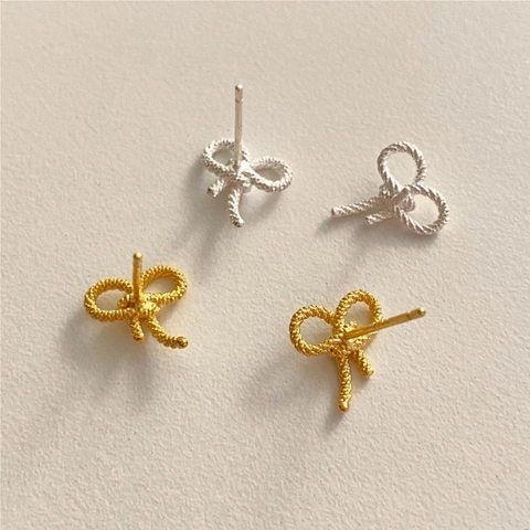 Schleifen Ohrstecker Aus 925 Sterlingsilber Mit Gedrehter Seilstruktur Minimalistisches Elegantes Modeaccessoire Für Damen