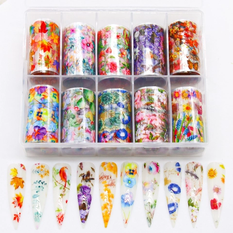 Fogli Trasferimento Unghie Fiori Farfalla Cielo Stellato Adesivi Nail Art Decorazione Manicure DIY Accessori