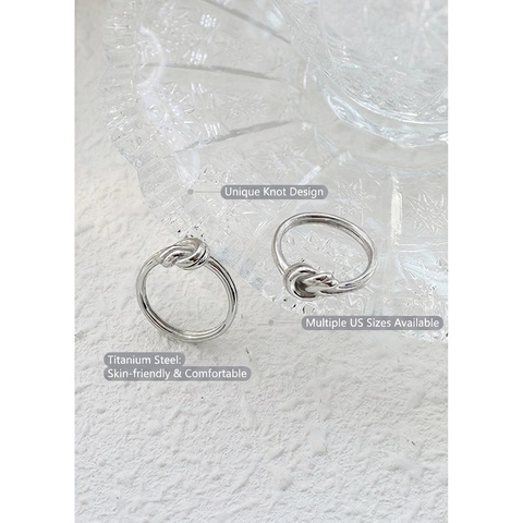 Knotted Ring Titanium Stainless Steel 18K Gold Plated Minimalist Chunky Twist Design Modern Fashion Jewelry For Women