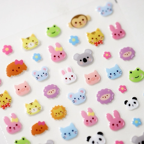 3D Relief Cartoon Animal Nail Art Stickers PET Self Adhesive Cute Panda Rabbit Frog Designs For Manicure DIY Decorations