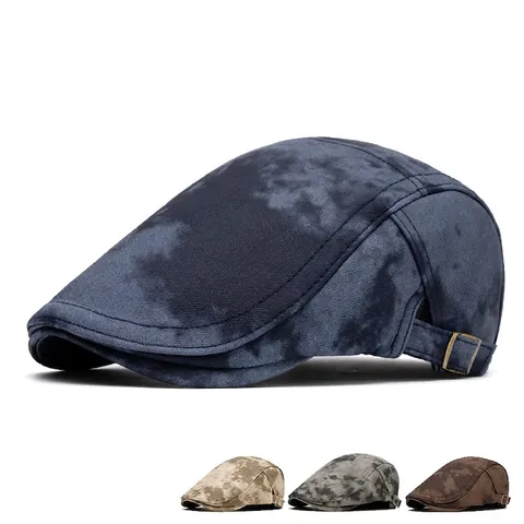Vintage Tie Dye Flat Cap Cotton Polyester Adjustable Ivy Newsboy Hat Retro Casual Beret For Men Women