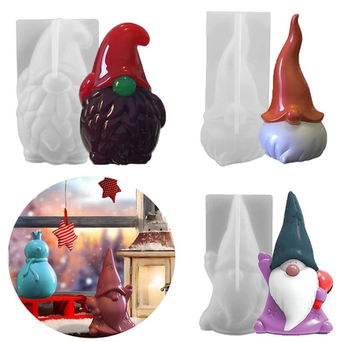 Christmas Gnome Santa Claus And Snowman Silicone Mold For DIY Aromatherapy Candle Gypsum Ornament Handmade Craft