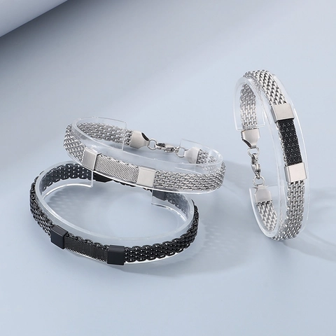 Pulsera De Malla Trenzada Para Hombre Acero Inoxidable Estilo Industrial Retro Cadena De Serpiente Joyería Individual