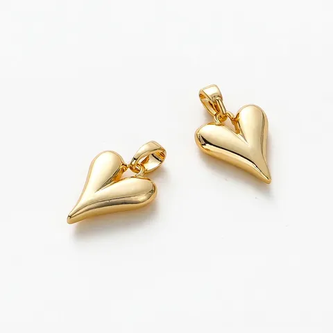Colgante De Corazón Latón Bañado En Oro 18K Superficie Pulida Lisa Conservación De Color Para Creación De Collar Pulsera DIY
