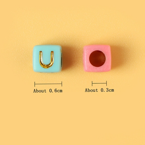 Acrylic Alphabet Cube Beads Golden Letters Square Spacer Loose Beads For DIY Bracelet Necklace Jewelry Making Crafts