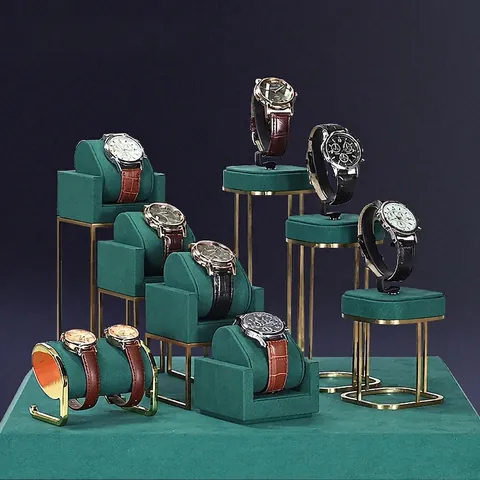 Espositore Per Orologi Velluto Oro Metallo Gioielli Vetrina Organizzatore Accessori Commerciale Negozio Professionale Lusso Elegante