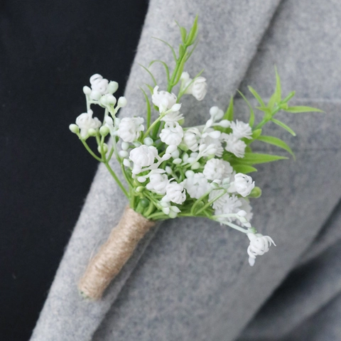 Künstliche Schleierkraut Ansteckblume Für Bräutigam Und Trauzeugen Hochzeit Rustikale Hanfseil Weiße Blume Corsage Accessoire