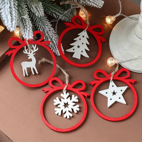 Ornamenti Appesi Di Natale In Legno Cavo Albero Renna Fiocco Di Neve Stella Fiocco Decorazione Per Festa Festiva