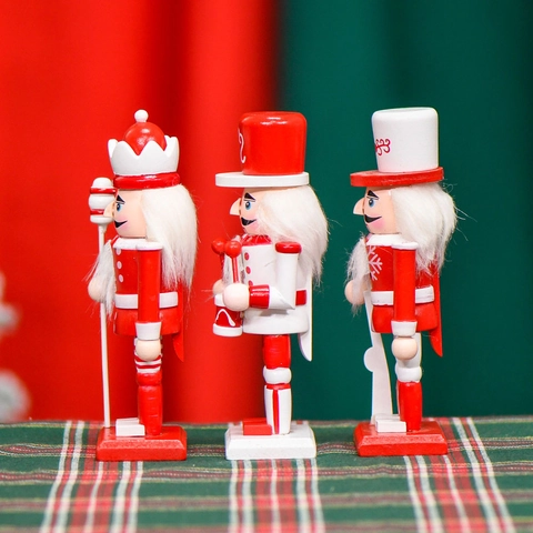 Nussknacker Soldat Holzpuppe Ornamente Bemaltes Holz Weihnachten Festliche Deko König Trommler Schwertwache Heim Schreibtisch