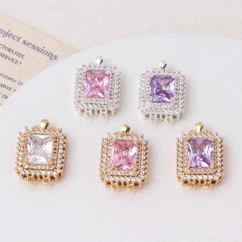 Square Jewelry Connector Clasp Copper Micro Pave Zircon Plug Buckle For DIY Bracelet Necklace Making Trendy Luxury
