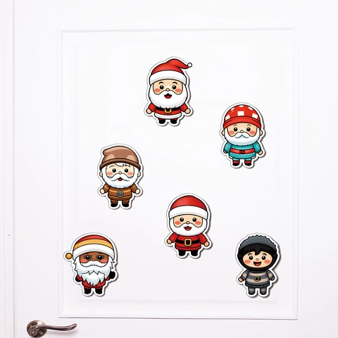 Autocollants Muraux De Noël Père Noël Elfe PVC Décalcomanies Imperméables Pour Fenêtre Porte Verre Décoration