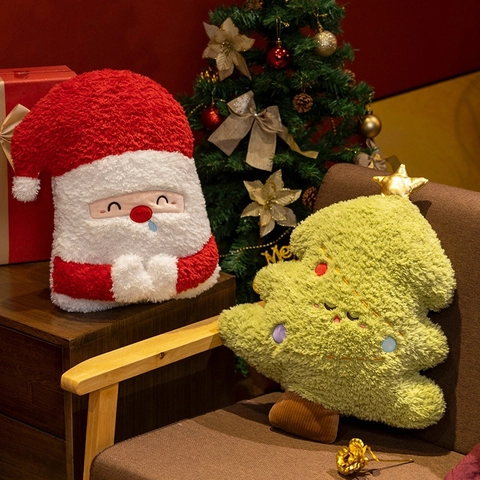 Cuscini Di Peluche Di Natale Morbido Sherpa Fleece Babbo Natale Renna Albero Decorazione Casa Regalo Bambini Novità