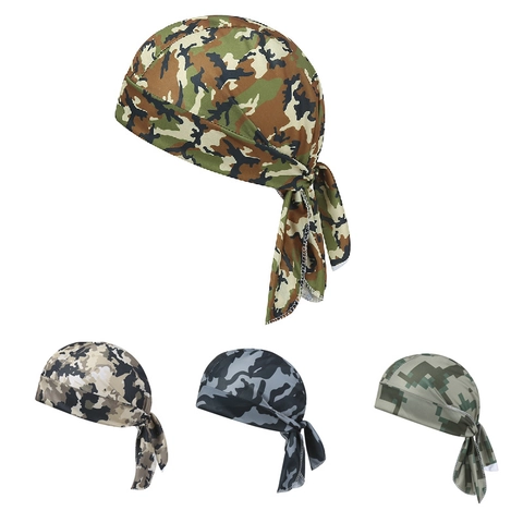 Camouflage Cycling Bandana Pirate Hat Breathable Polyester Sun Protection Quick-Dry Headwrap For Outdoor Sports