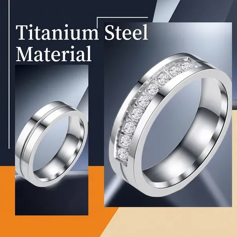 Roestvrijstalen Koppels Ringen Titanium Staal Zirkoon Minimalistische Belofte Ring Voor Mannen Vrouwen Niet Vervagend Waterdicht