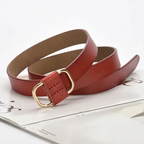 Damen Ledergürtel Echtes Rindsleder Minimalistisch Retro Quadratische Legierungsschnalle Mode Taille Accessoire