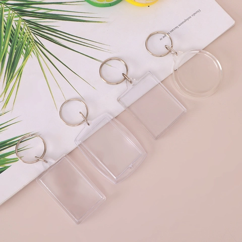 DIY Transparent Acrylic Photo Keychains Blank Insert Picture Frame Keyring Heart Round Square Shapes Gift