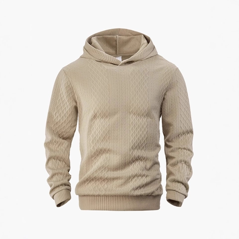 Felpa Con Cappuccio Da Uomo Maglia Jacquard Motivo Rombi Testurizzato Maniche Lunghe Pullover Casual Morbido