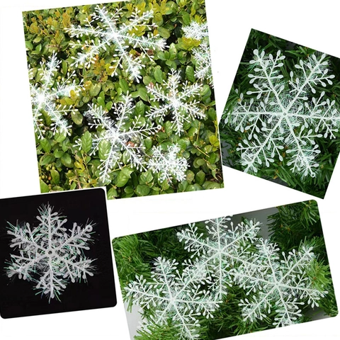 Weiße Kunststoff Schneeflocken Ornamente Weihnachtsbaum Hängedekoration Irisierend Gebürstet Winter Wunderland Party Deko