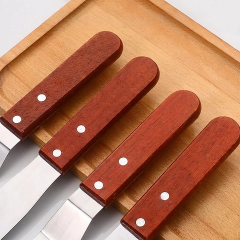Cake Icing Spatula Stainless Steel Blade Wood Handle Offset Straight Baking Decorating Tool Kitchen Professional