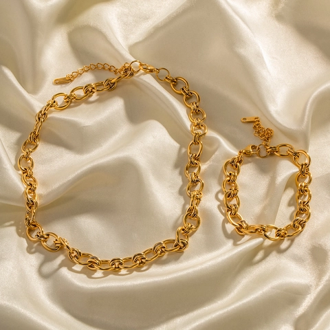 Bracciale A Catena Grossa Da Donna Placcato Oro 18K Acciaio Inossidabile Maglie Rolo Stile Ins Retro Gioielli
