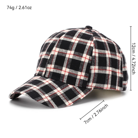 Casquette De Baseball À Carreaux Classique Motif Tartan Style Britannique Réglable Bord Incurvé Protection Solaire Extérieure Chapeau Unisexe