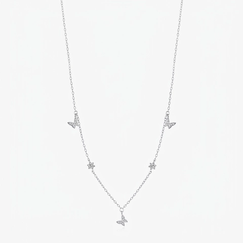 Halskette Aus 925 Sterling Silber Schmetterling Für Damen Funkelnde Zirkon Süß Elegant Schlüsselbeinkette Schmuck