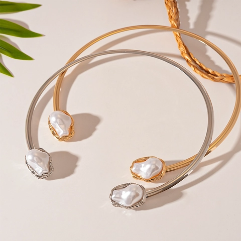 Dames Open Choker Ketting Legering Metaal Geometrisch Barok Kunstparel Minimalistisch Vintage Elegant Commuter Sieraden