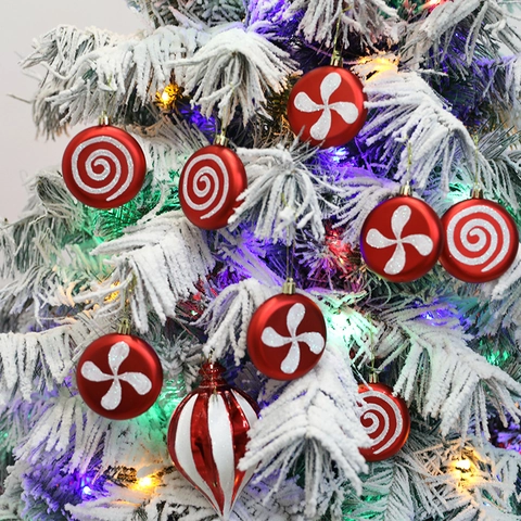 Palline Di Natale Plastica Glitter Motivi Spirale Pendenti Decorazione Albero Di Natale Festa Festiva Casa
