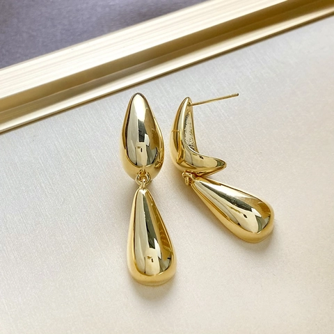 Elegante Kupfer Tropfen Ohrhänger Für Damen Hochglanzpoliert Gold Silber Plattiert Wassertropfen Anhänger Mode Schmuck Geschenk