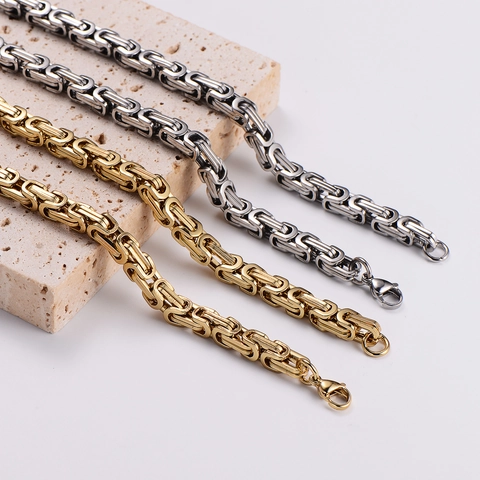 Collana A Catena Bizantina Da Uomo Acciaio Inossidabile Stile Hip Hop Punk Gioielli Fatti A Mano Chiusura A Aragosta