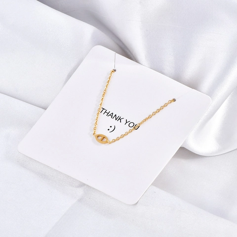 Collar De Cadena De Ancla Con Eslabones Ovalados Acero De Titanio Chapado En Oro De 18K Joyería De Clavícula Elegante Para Mujer