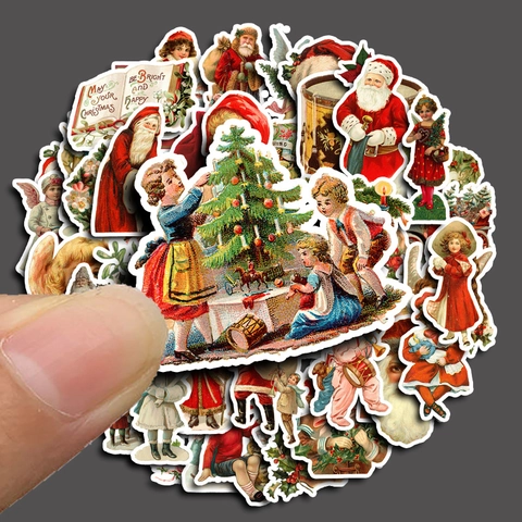 Retro Christmas Stickers Santa Claus Victorian Style DIY Journaling Scrapbooking Decoration Paper Decals