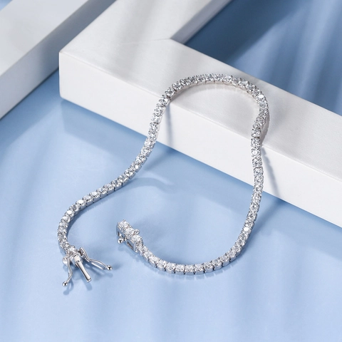 Classic 925 Sterling Silver Tennis Bracelet For Women Unisex Round Cut Zirconia Inlaid Electroplated High Purity Wrist Chain