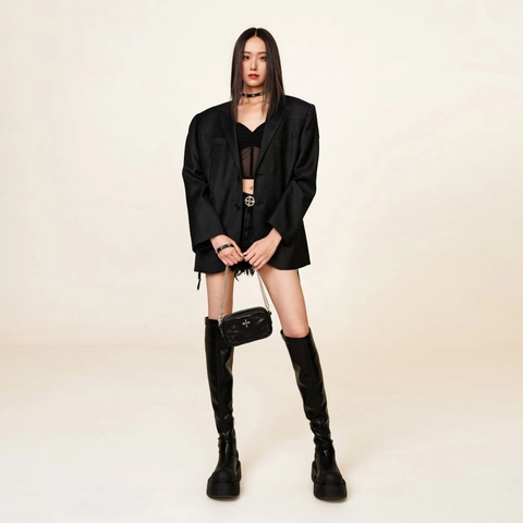 Women High Waist Denim Shorts Cotton Side Lace Up Frayed Hem Cross Embroidery Rock Streetwear Punk Gothic Black