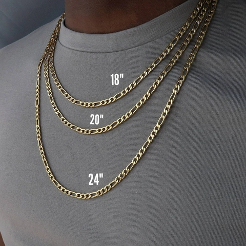 Figaro Chain Necklace Stainless Steel Gold Plated Hip Hop Streetwear Punk Jewelry For Men And Women Durable Sleek